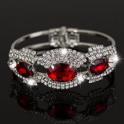 Platinum plated bangle with red and white zircon for girls & women 